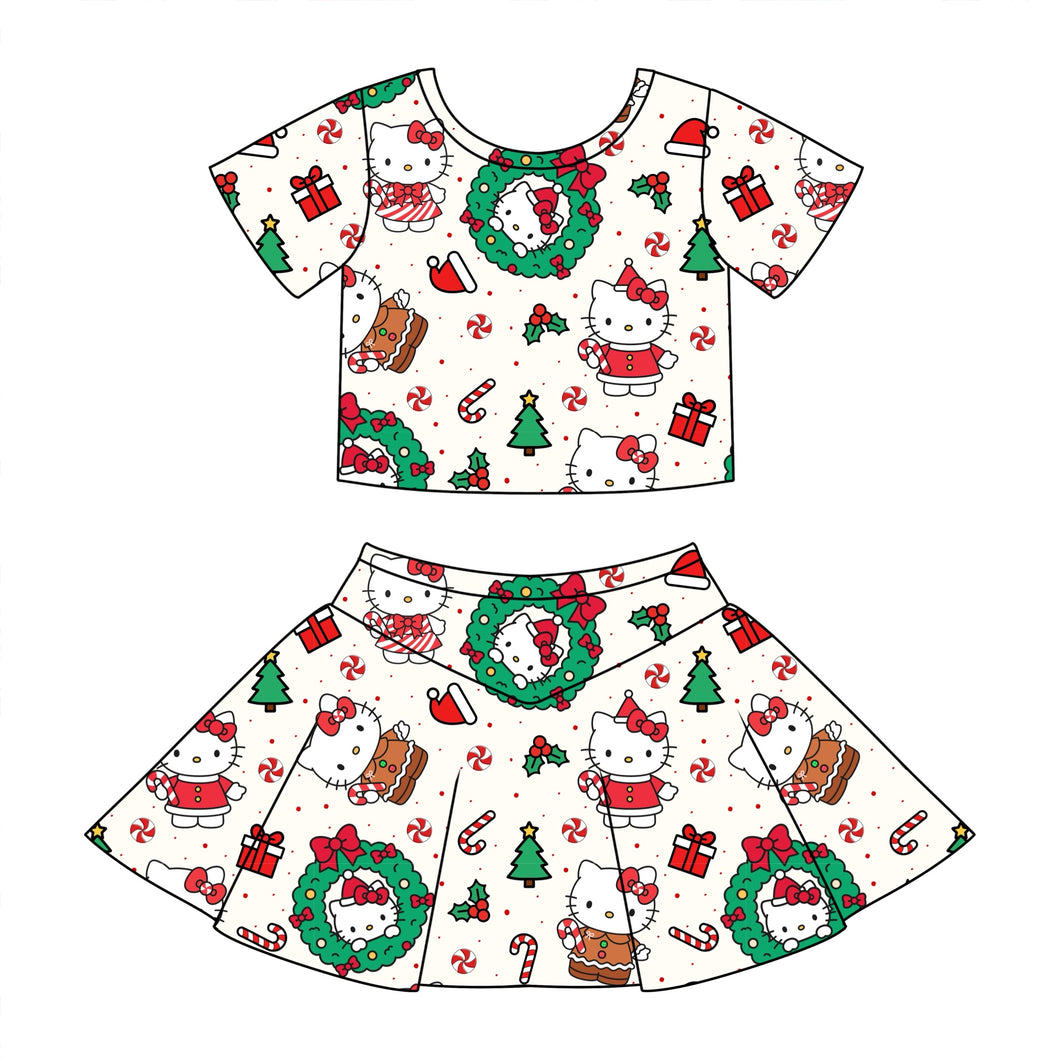 Christmas hk| v line skort set (ready to ship)