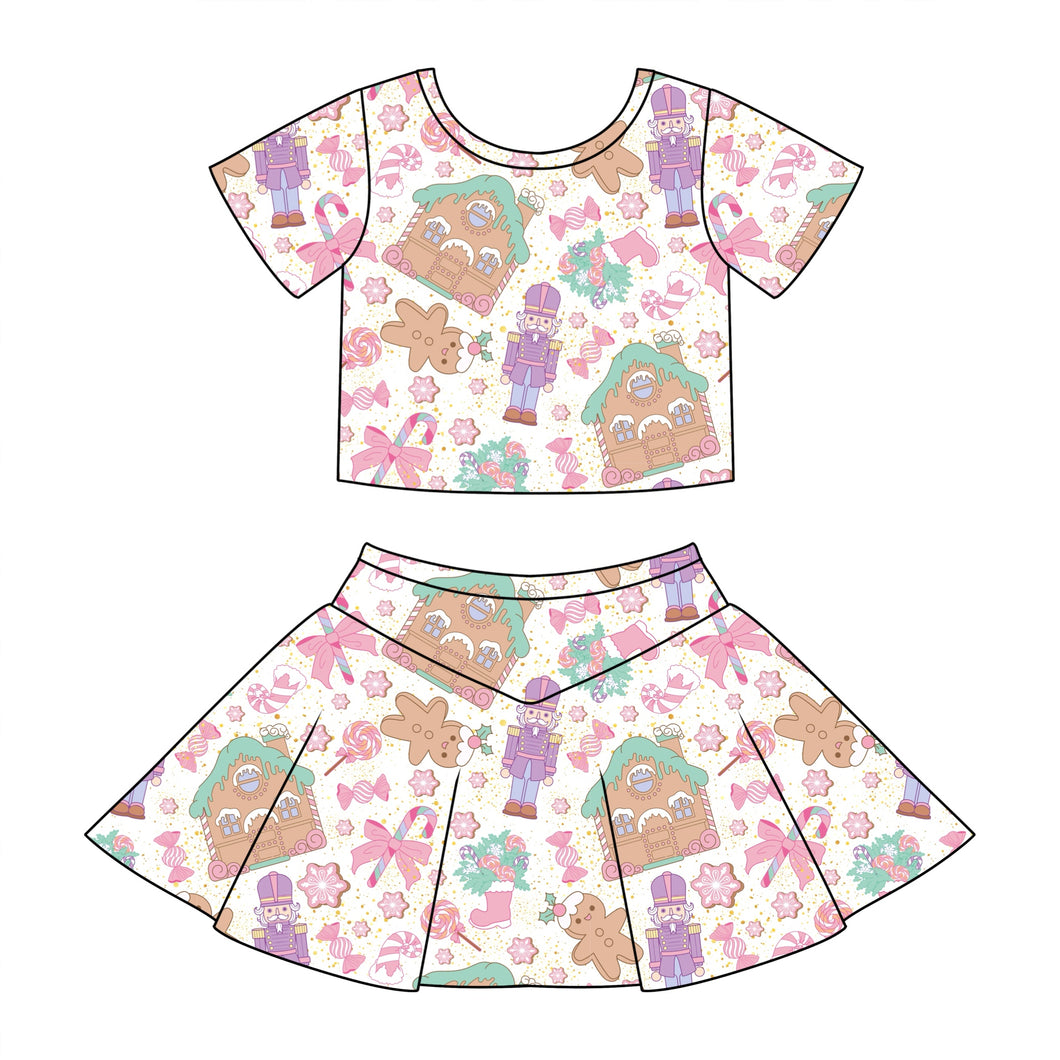 Gingerbread | v line skort set (ready to ship)
