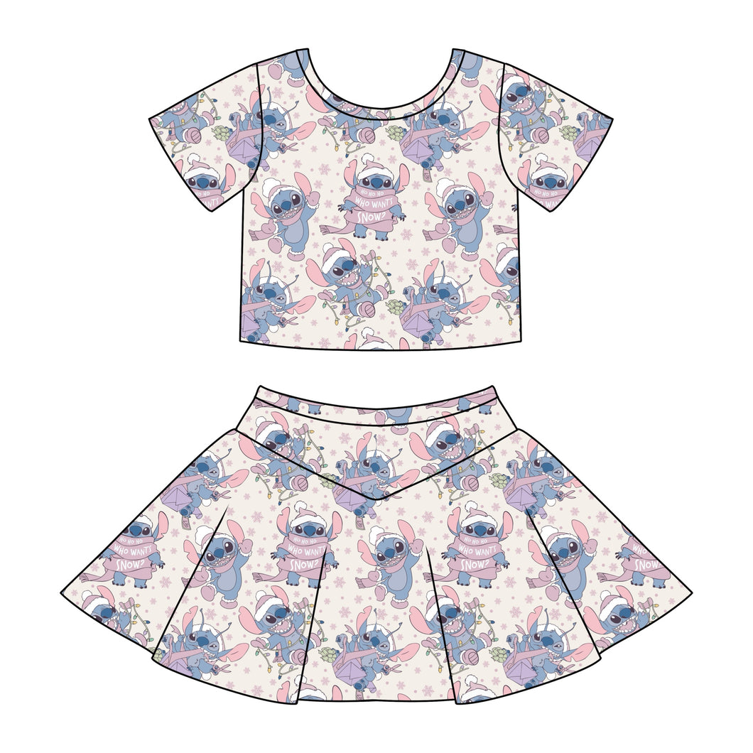 Christmas alien| v line skort set (ready to ship)