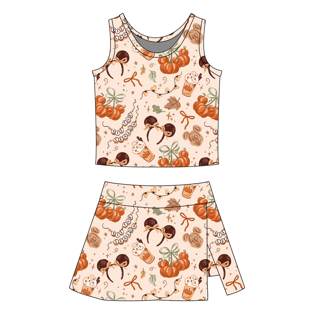 Fall latte| slit skort set (PREORDER)