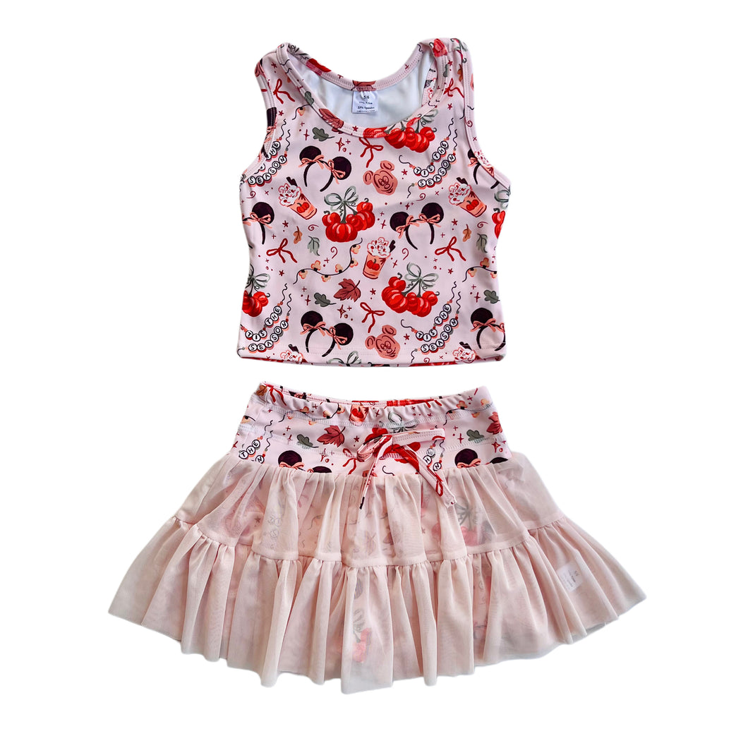 Fall latte| twirl skort set (ready to ship)