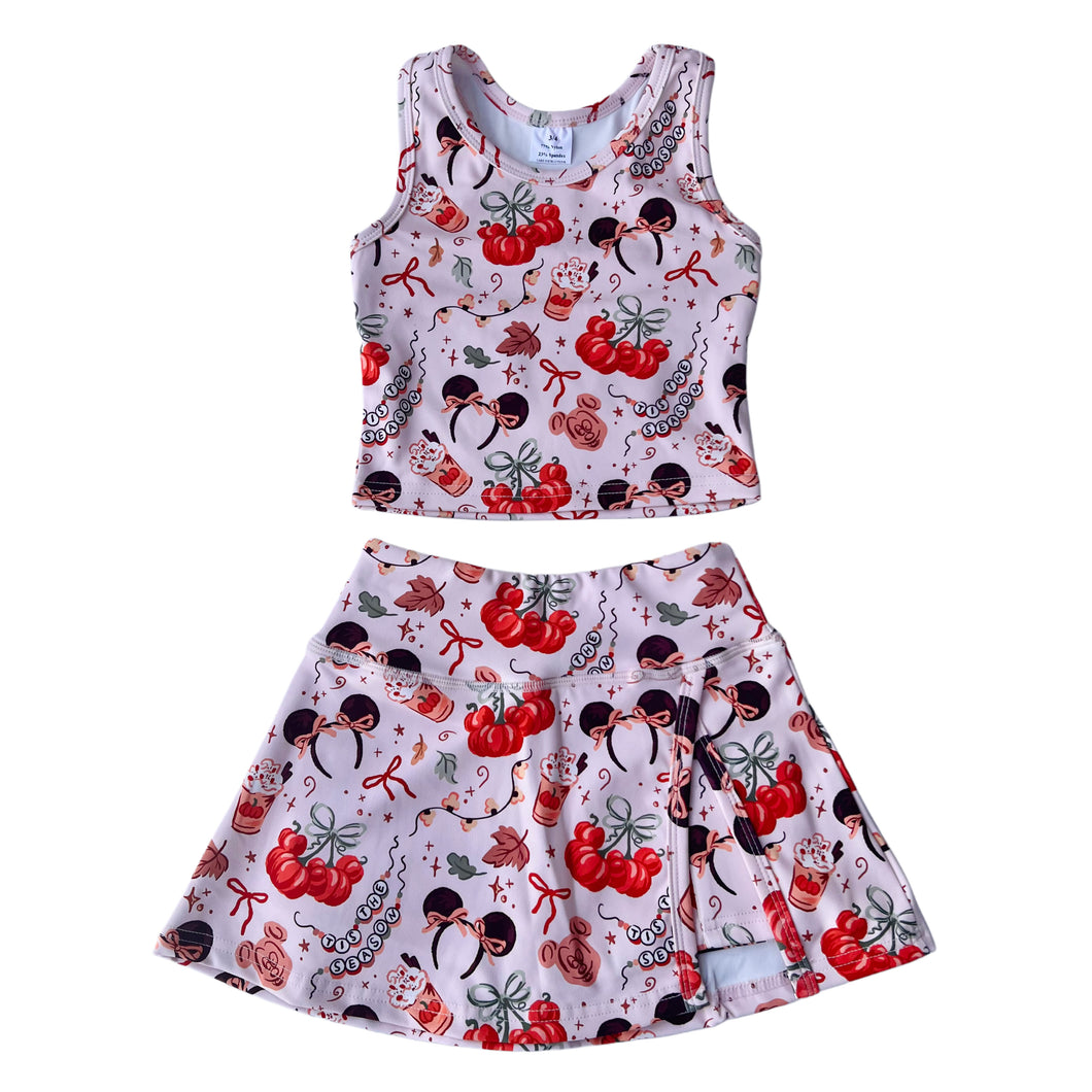 Fall latte| slit skort set (ready to ship)